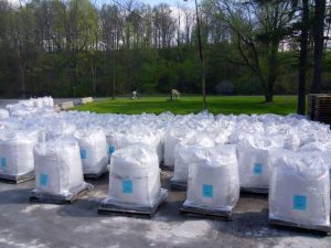 Bulk bags lined up on palettes for delivery